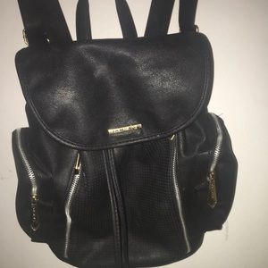 Black leather backpack
